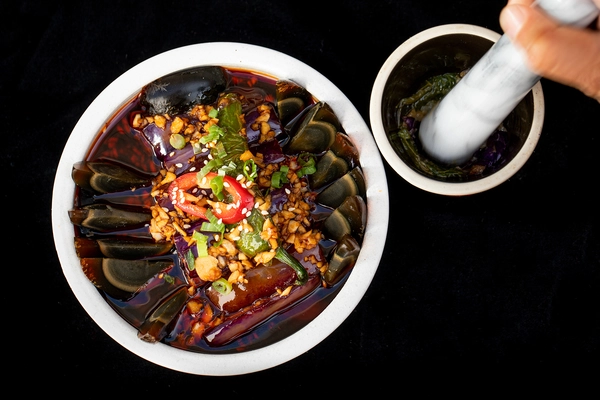 Smashed Green Pepper with Century Eggs